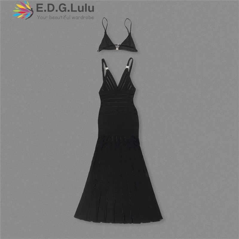 Semi Sheer Black Dress- Party Premium collection