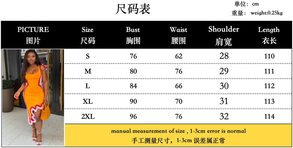 Square Neck Sleeveless Fitted Midi Dress Gradient Color Wavy Ruffle Trim Asymmetric Hem Evening Outfit For Women