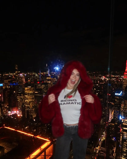 Solid Color Hooded faux Fur