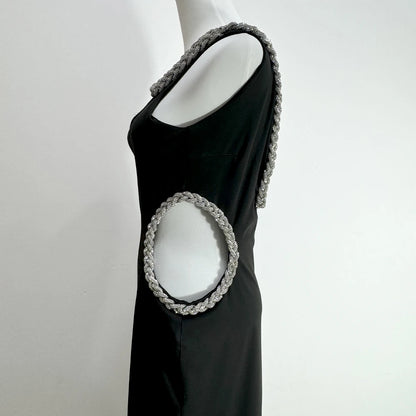 Diamond Design Party Dress Women Black Celebrity Evening Party Gowns