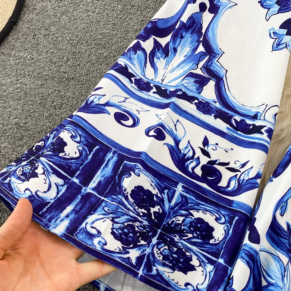 Summer Runway Blue And White Dolce Dress
