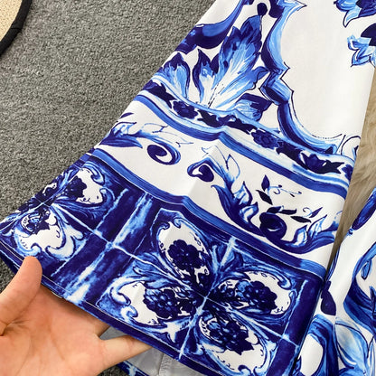 Summer Runway Blue And White Dolce Dress