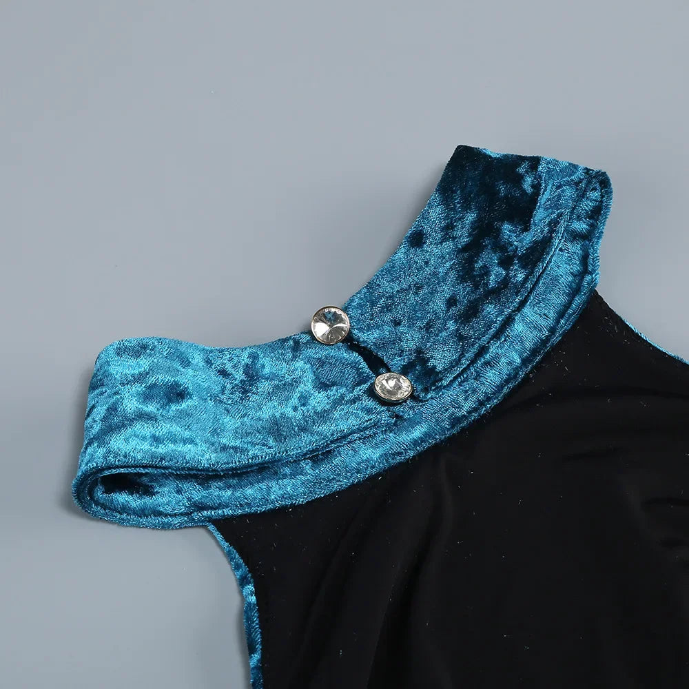 Velvet Long Dress Asymmetrical Slit