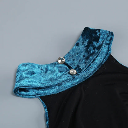 Velvet Long Dress Asymmetrical Slit