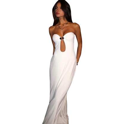 CUTENOVA Strapless Cut Out Bodycon Maxi Dress Women