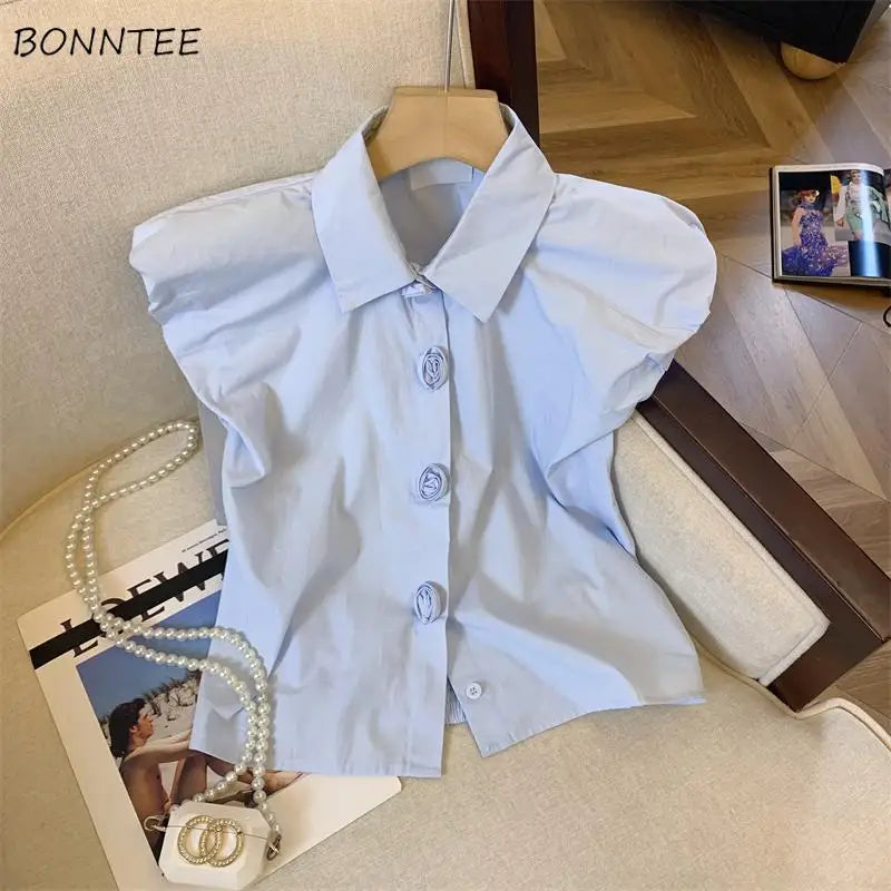 Batwing Button Summer Sweet Korean Fashion