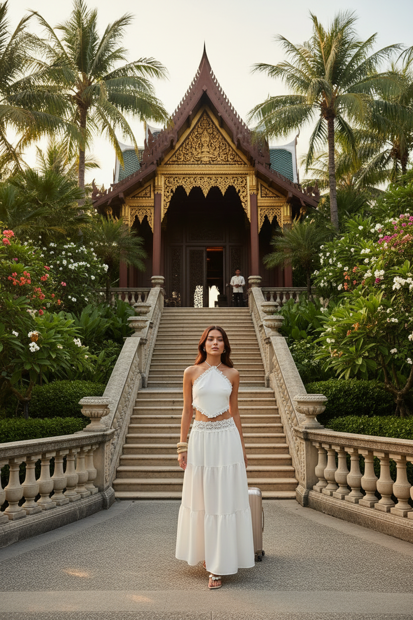 White Lace Halter Triangle Top & Skirt