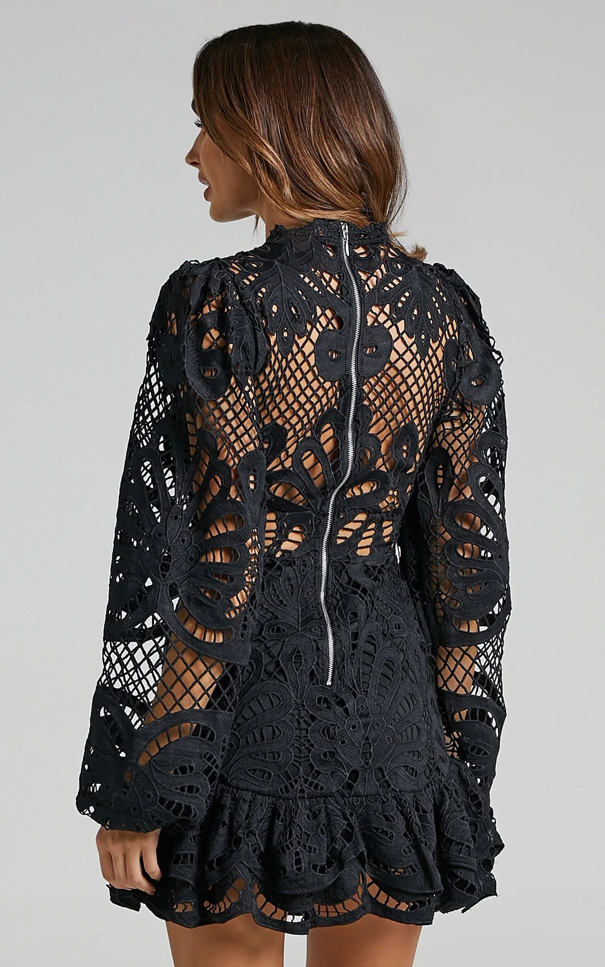 Lace Lantern Sleeves Dress