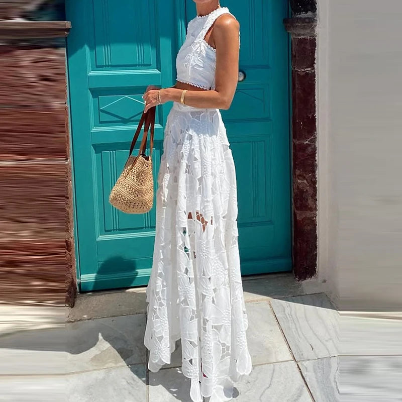 White Boho Skirt Set