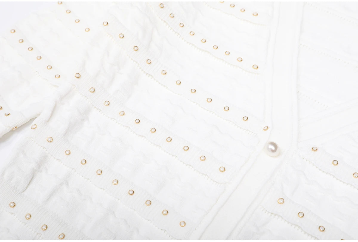 sandro Pearls embellished Skirt & Cardigan