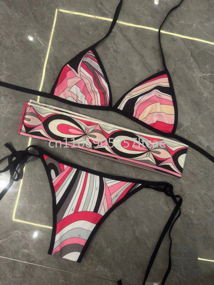 Luxury Design Pink Scarf Swimsuits