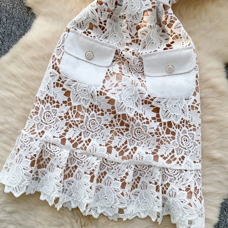 Baby blue Lace self portrait dress