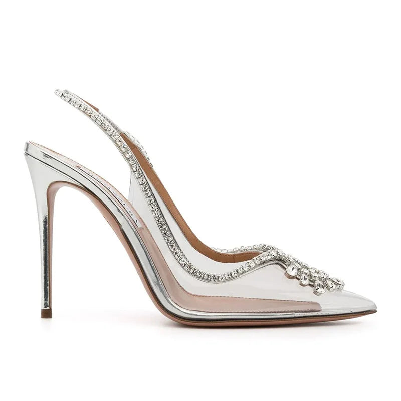 Pink Clear designer rhinestone heels