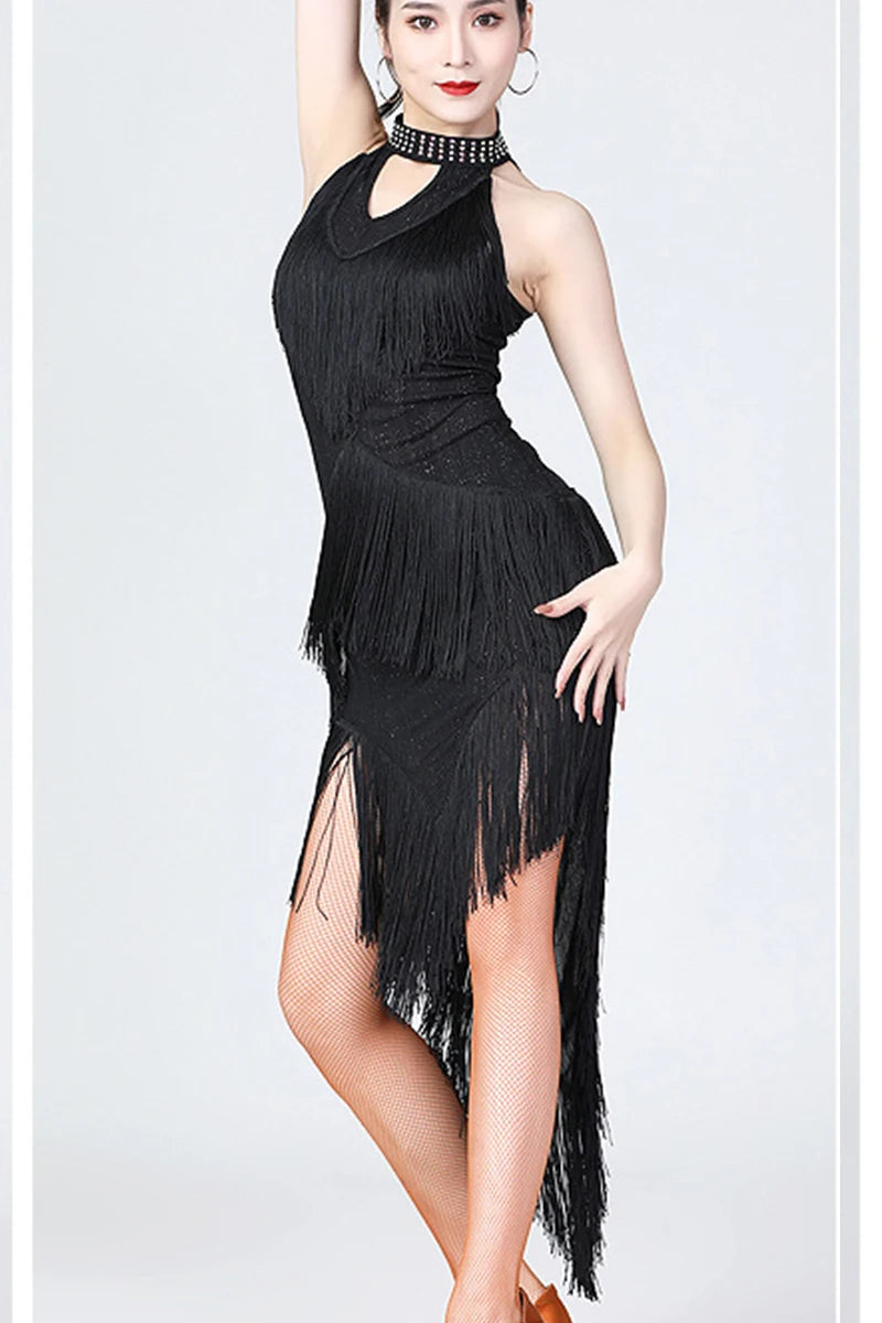 Red black summer halter neck tassel