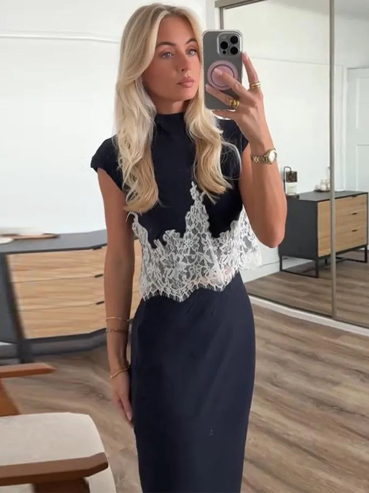 Zara Lace Set Navy Blue