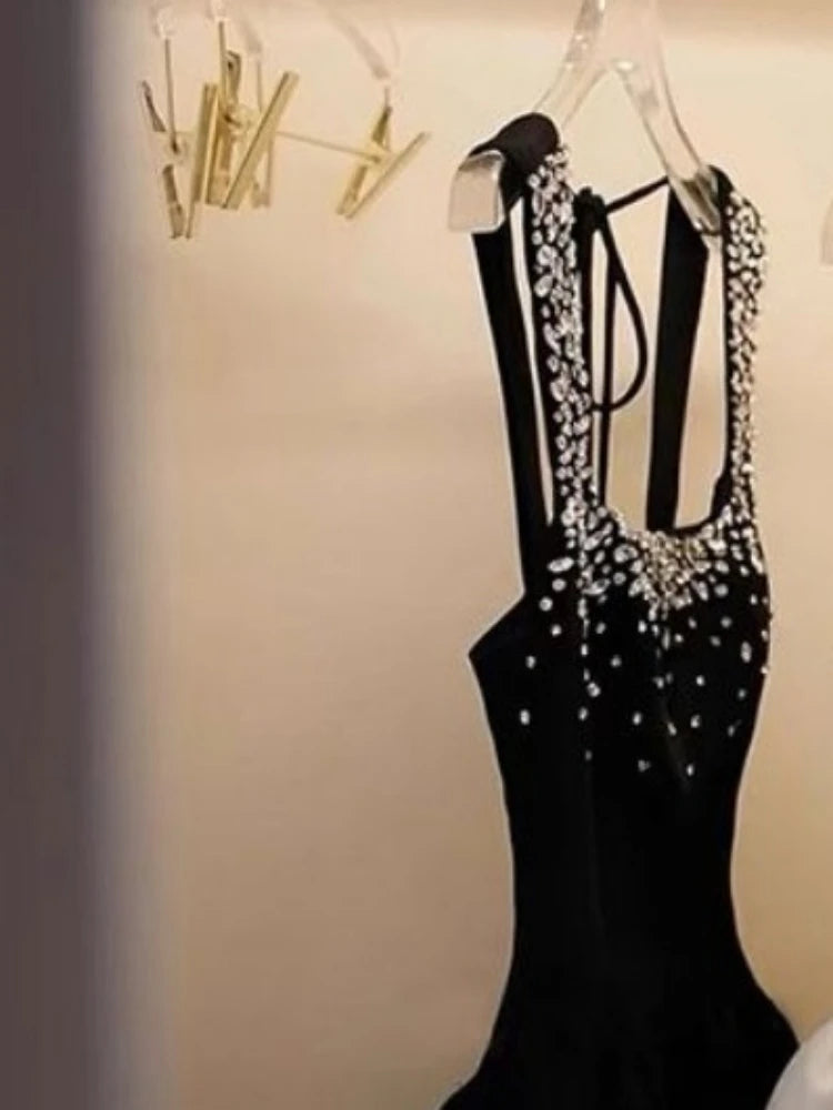 New Party Backless Bandage Dress for Women Fashion Summer Sling Robe Femme 2026 Vestidos De Mujer A-line Tunic Diamond Dresses