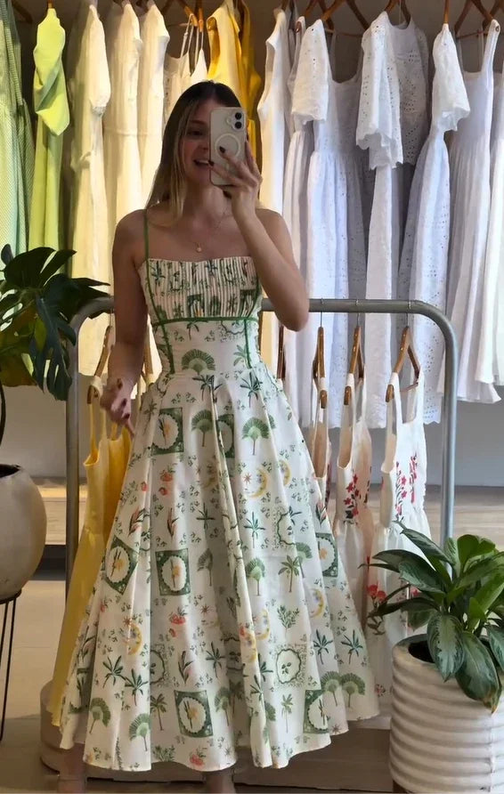 Corset Fishbone green line summer dress
