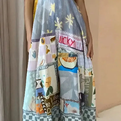 Graffiti multi Print summer Midi paradise