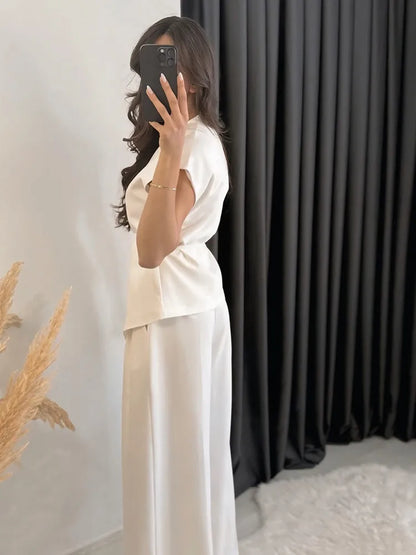 Butter yellow Wide-leg Pants Set