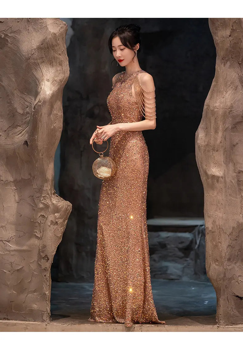 Luxury Minority Evening Gown, Elegant High-end Long Dress, Temperament Host Celebrity Sexy Dress for Women, Party Prom Ball Gown