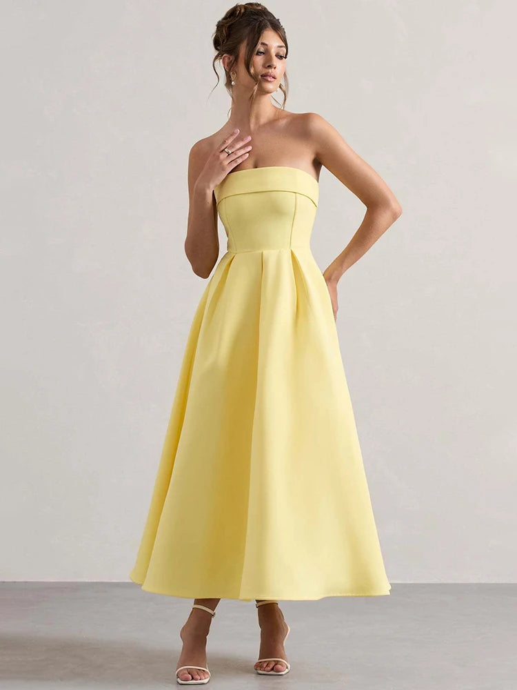 Off-shoulder Strapless Midi Dress