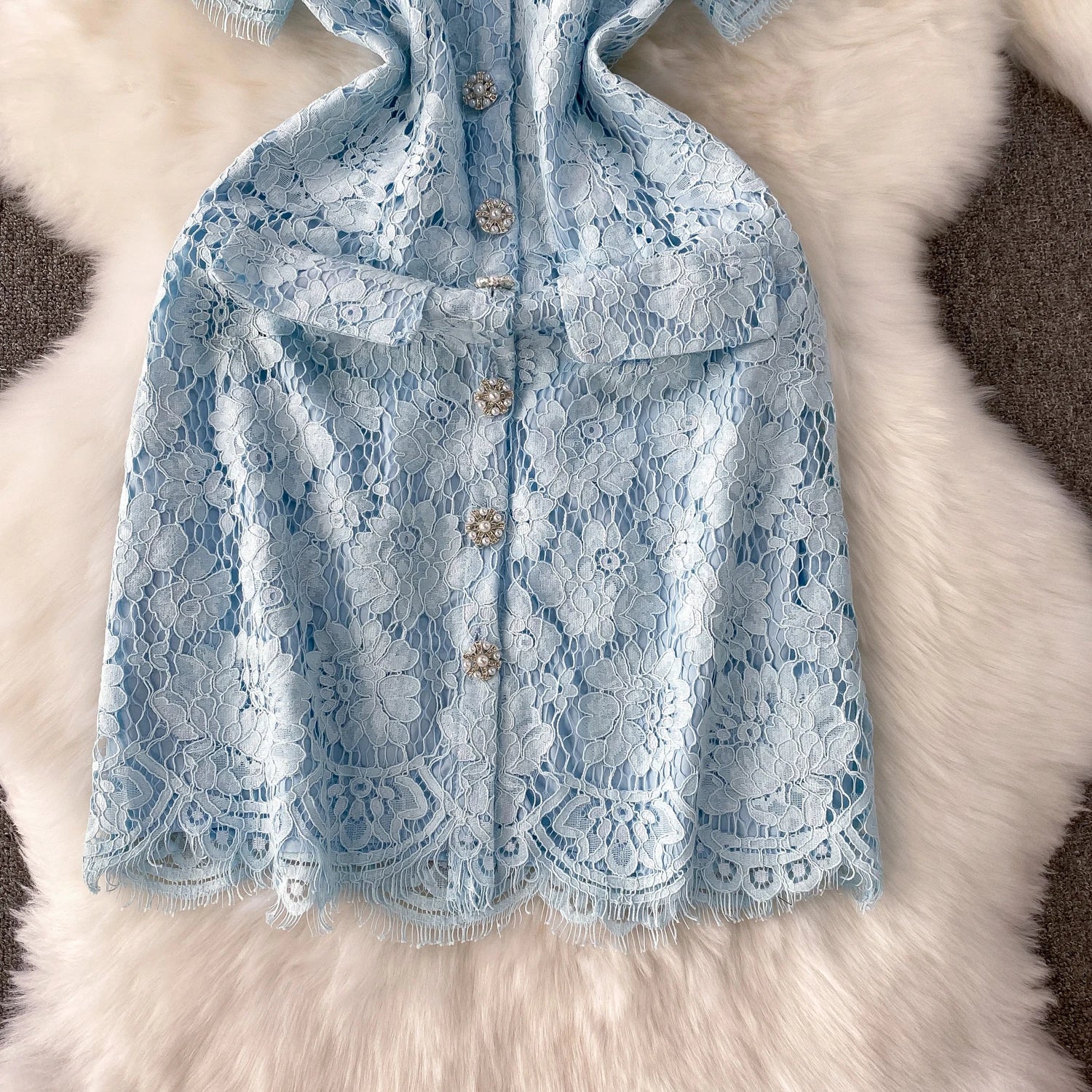 Selfportrait Buttons Diamonds Lace Dress