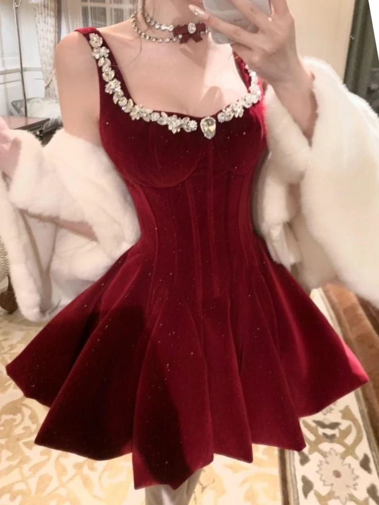 Red Diamond-encrusted Velvet Halter