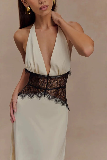 Celebrity Halter neck backless dress