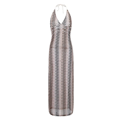 A European and American Lapel Long-sleeved Dress