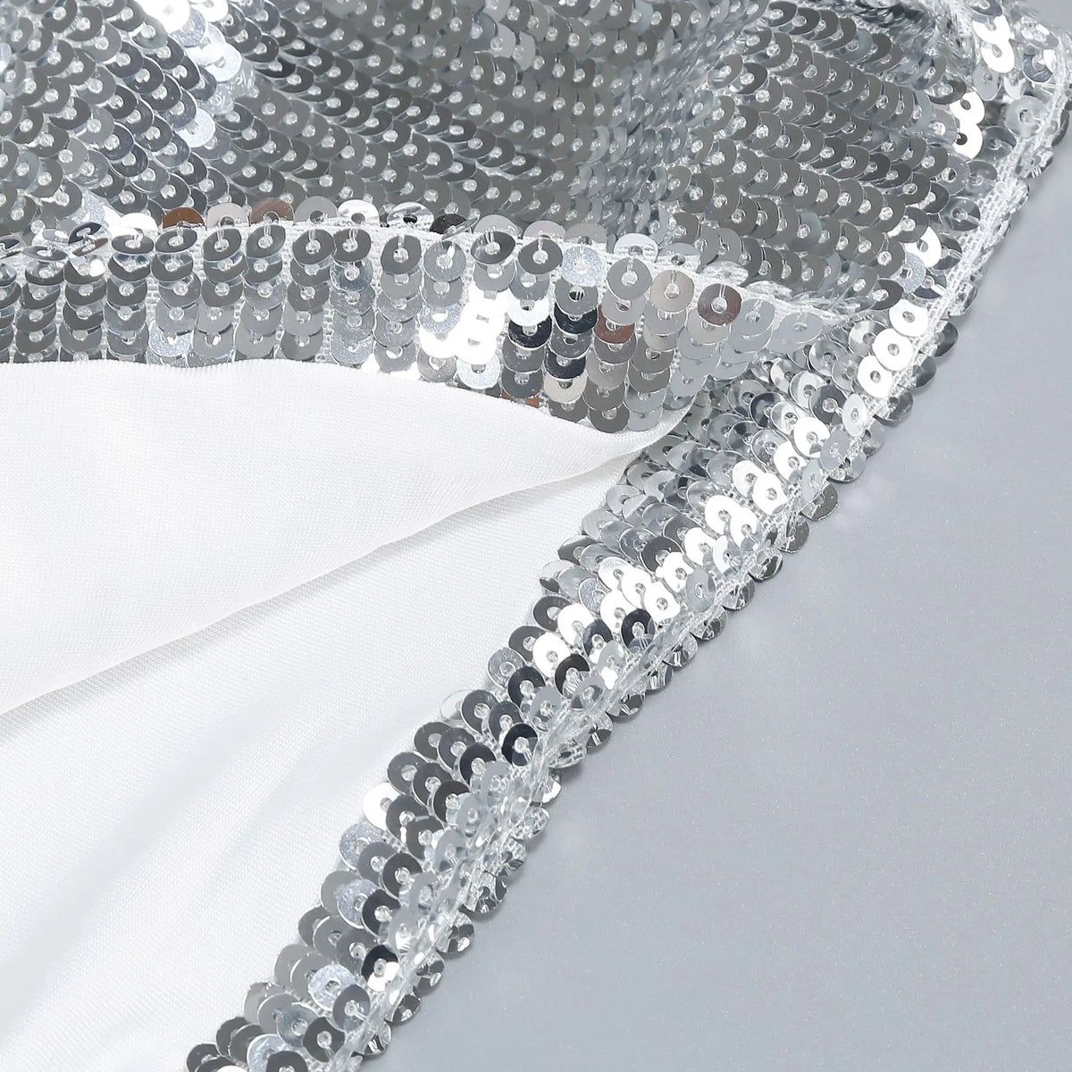 New Silver Sequined Strapless Dress with Fish Bones Waist Cinching Folded Hips Short Skirt Slim Fit Sexy Party Evening Dress
