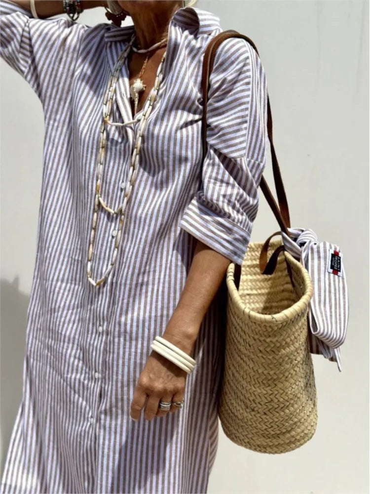 Striped Side Split Dress