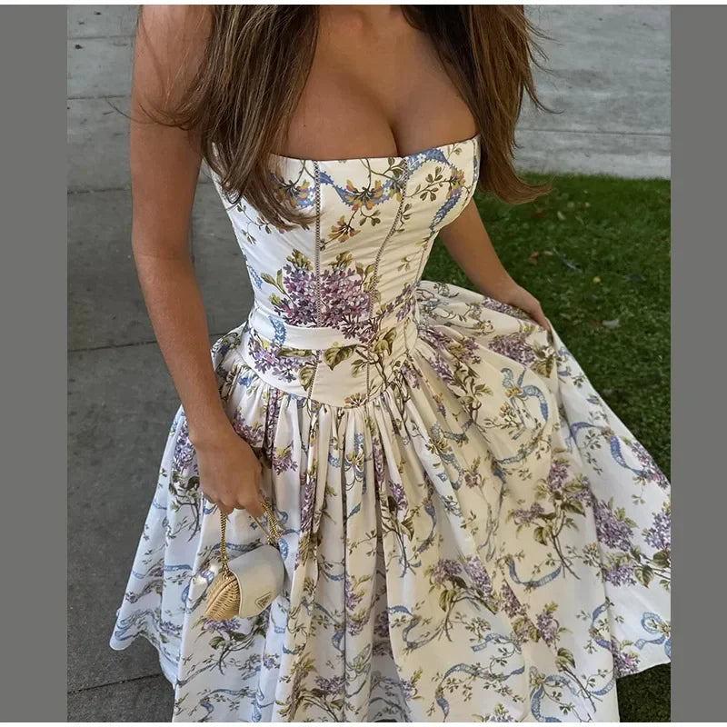 Floral Lotus Leaf Mini Dress
