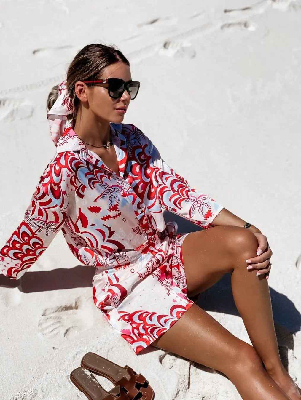 Chic Vintage & Effortless: Printed 2-Piece Short Set