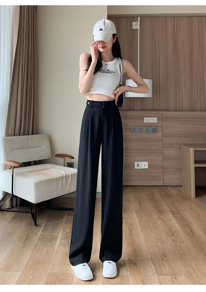 High Waist Suit Wide Leg Loose Trousers