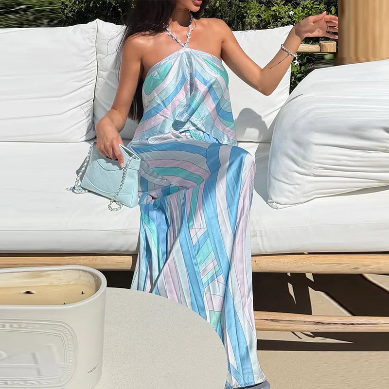 Pucci Light Blue iced blue HAlter neck