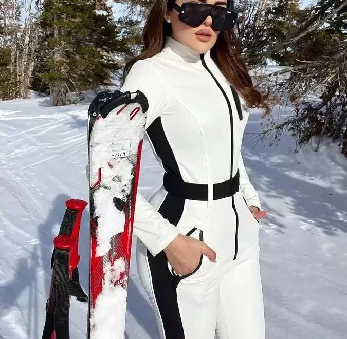 White Slim Ski Suit Jumpsuit