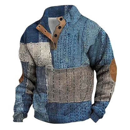 Men'S Autumn Hoodless Vintage Textured Printed Long Sleeve