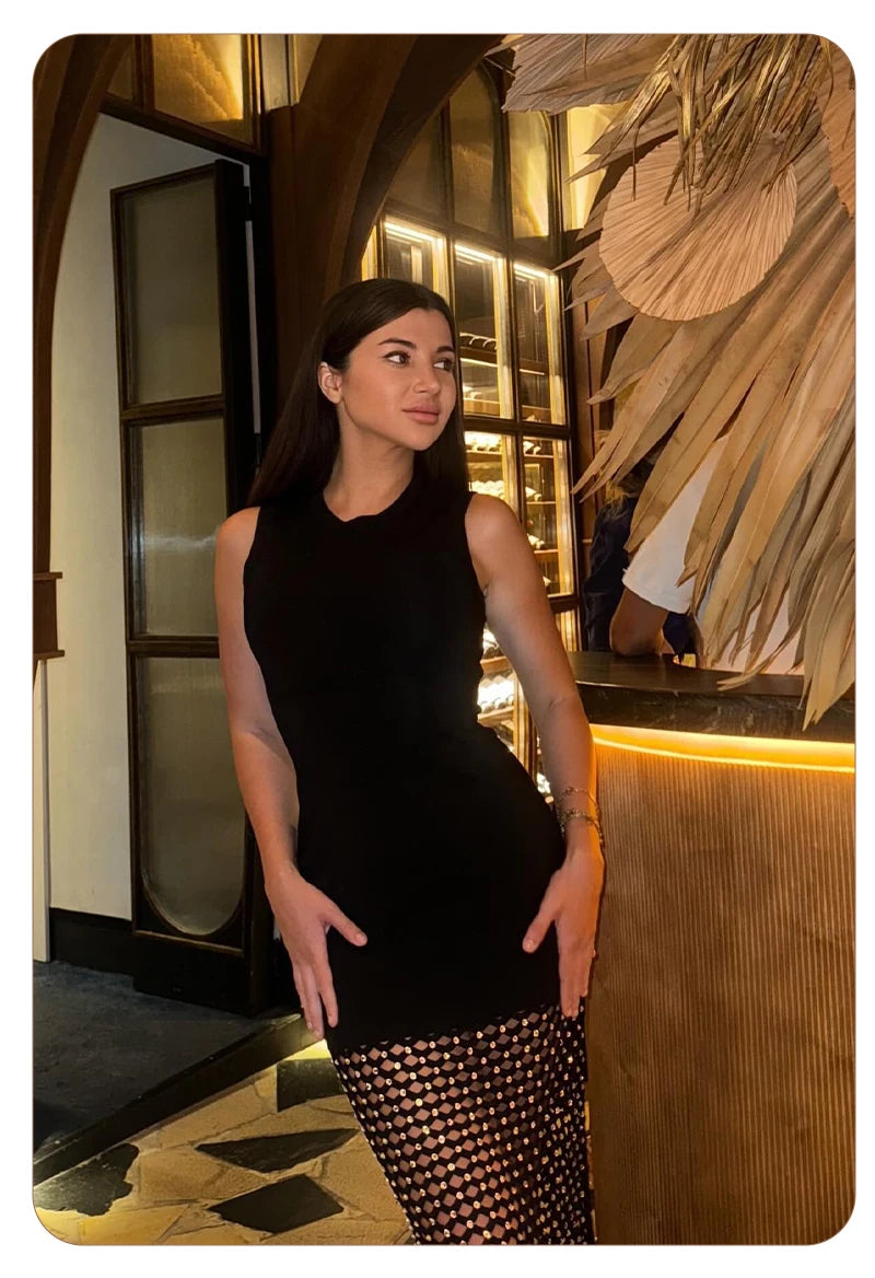 Fringe Mesh Diamond dress Party dress