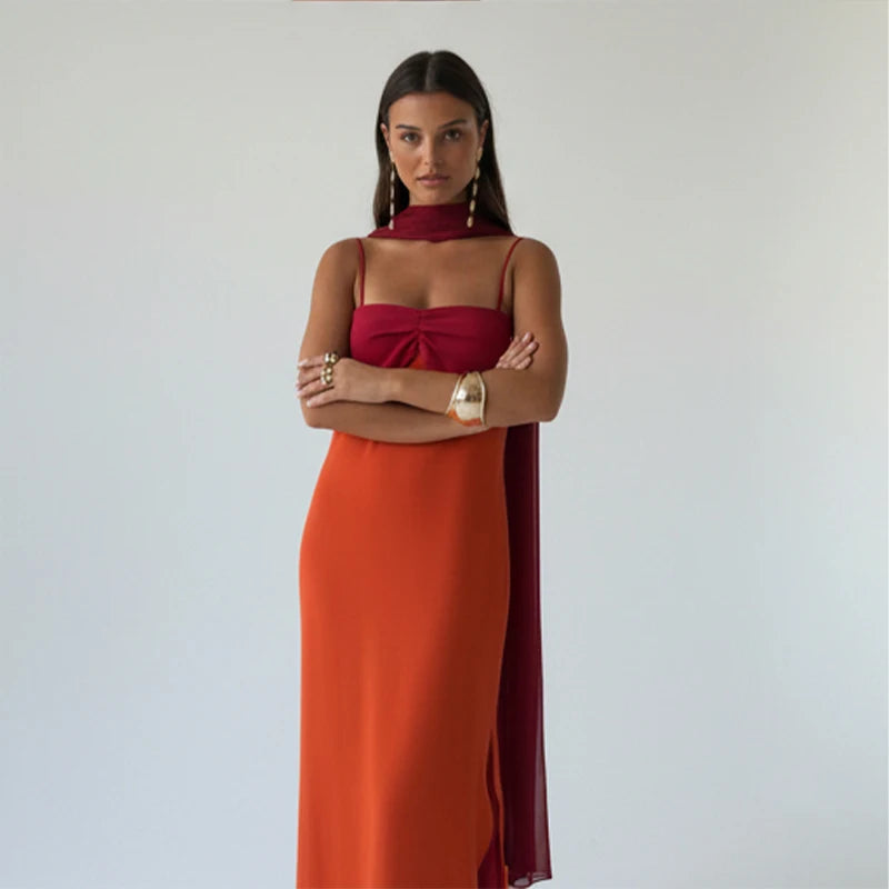 Red orange Scarf Collar
