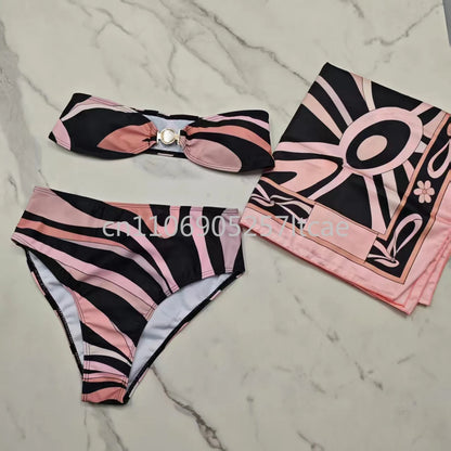 Luxury Design Pink Scarf Swimsuits