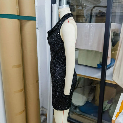 Latest Halterneck Sequin Dress Sparkly