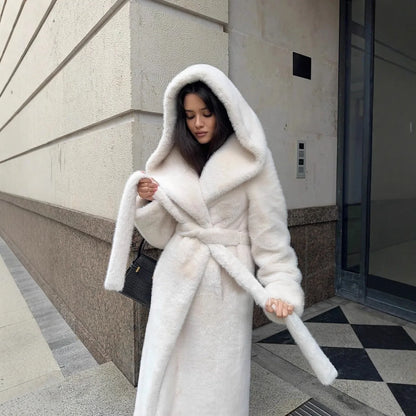 Fur Hooded Long Jacket