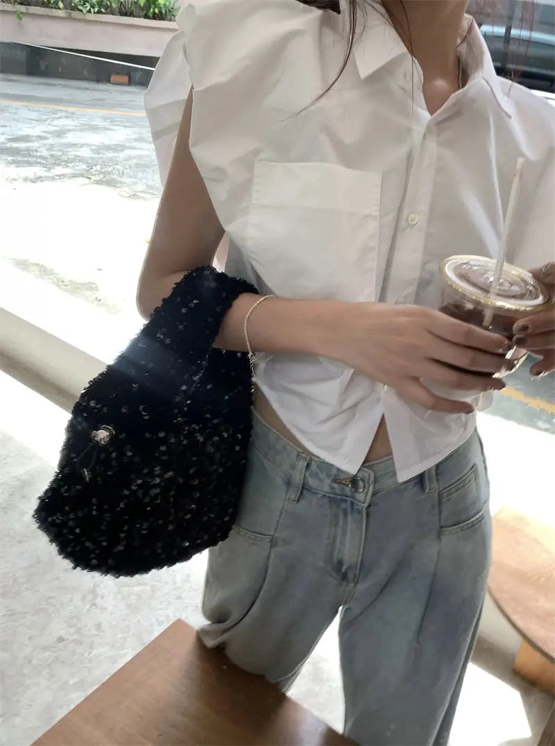 Vintage broad shoulder Crop Top CH
