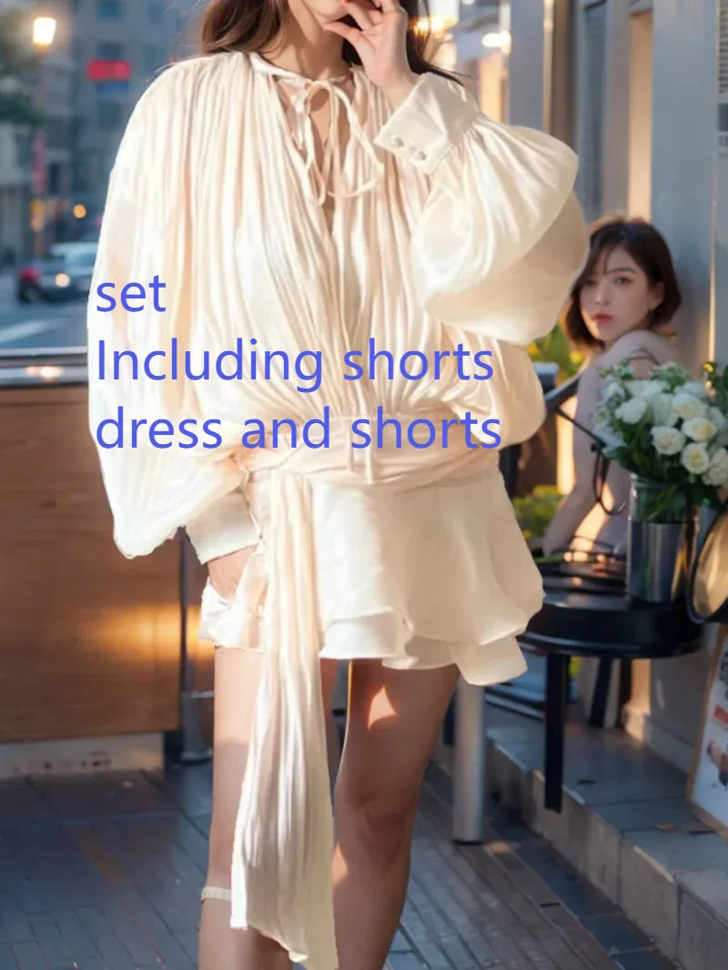 Beige MIni Skirt set yellow trends