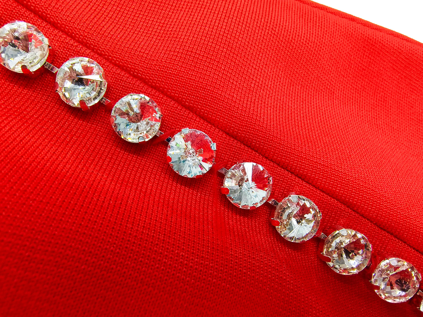 Red Mini Celebrity Evening Party Rhinestone Feathers