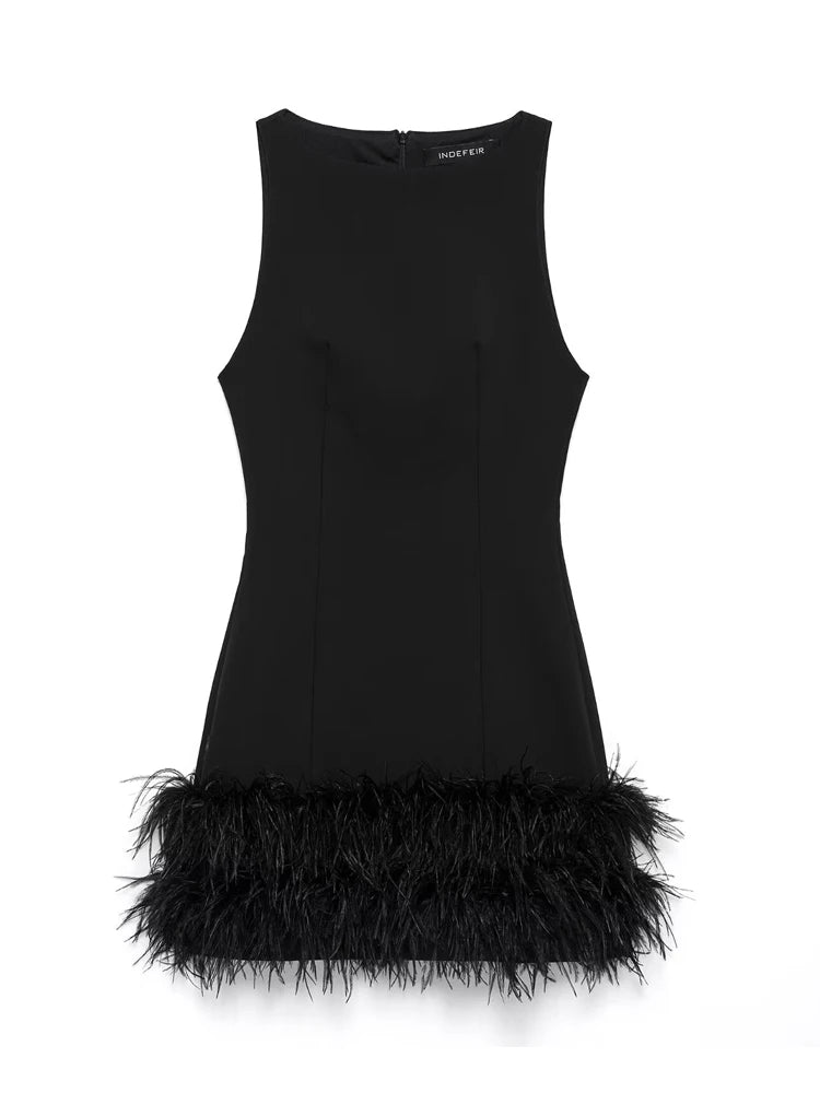 Feather Mini Dress - Shellss