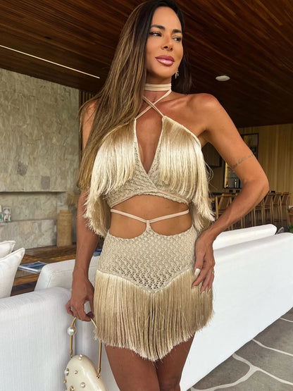 Sexy Tassel Cut Out Dress