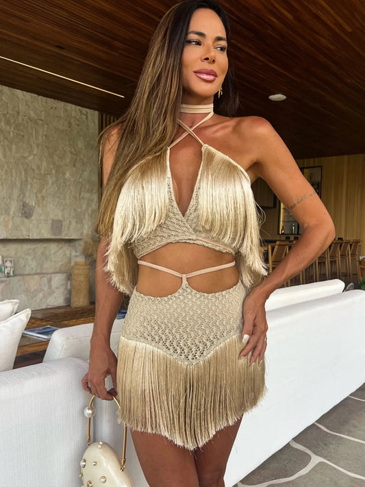 Sexy Tassel Cut Out Dress