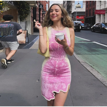 1 celebrity Wavy Pink Elegant  Dress