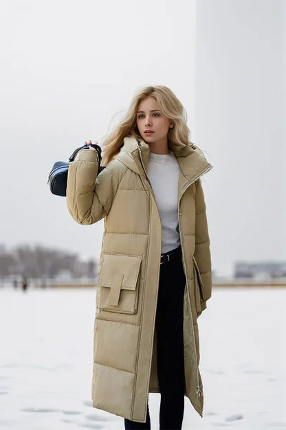 Jacket Parka Maxi Long Women Coat Casual Loose Overcoat F